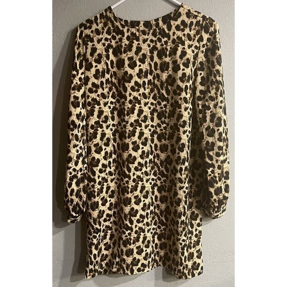Esmara Heidi Klum mini dress Women’s Leopard Print Cuff Sleeves Sz 6 Heidi - Picture 1 of 11